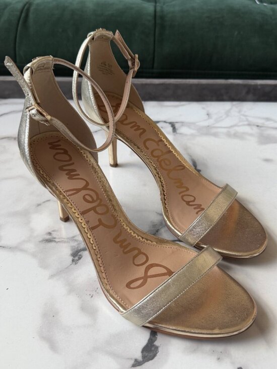 Sam Edelman Patti Gold Leather Sandal Heels Size 8.5 main image 5